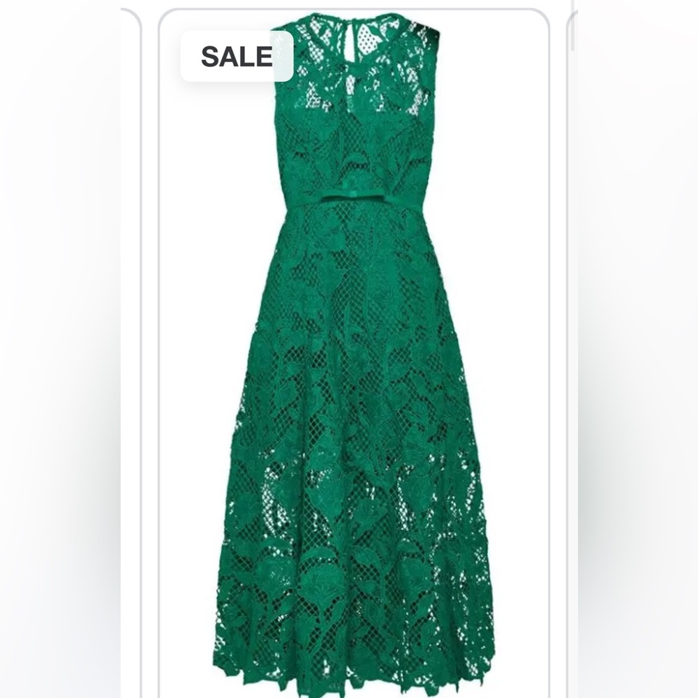 Self-Portrait Green Lace Midi Dress